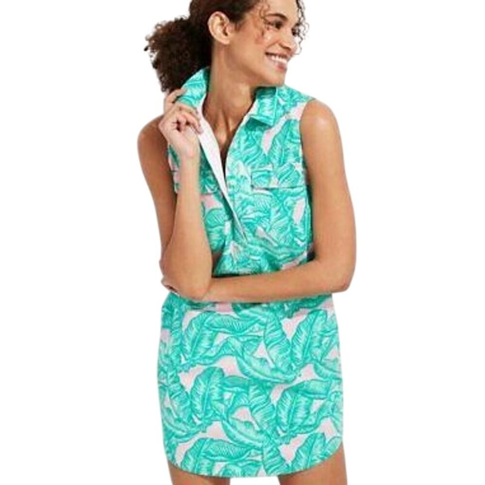 NWT Vineyard Vines Banana Leaf Margo Shirt Dress Size 4 Hibiscus